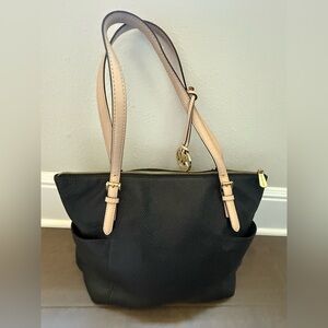 Michael Kors Black and Tan Shoulder Bag